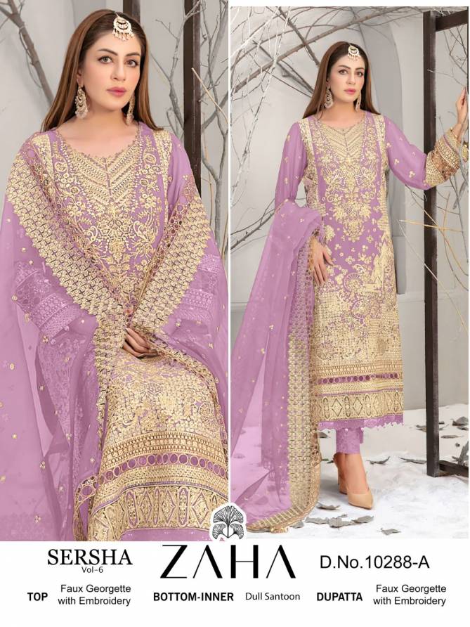 Sersha Vol 6 By Zaha 10288 A To D Georgette Pakistani Suits Wholesalers in Delhi
